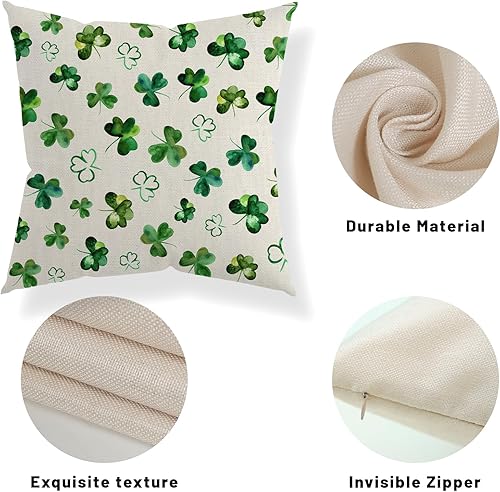 Miniatura 6 de QANOK Juego de 2 fundas de almohada del Día de San Patricio de 18 x 18 pulgadas, decoración de trébol de la suerte del día de San Patricio,