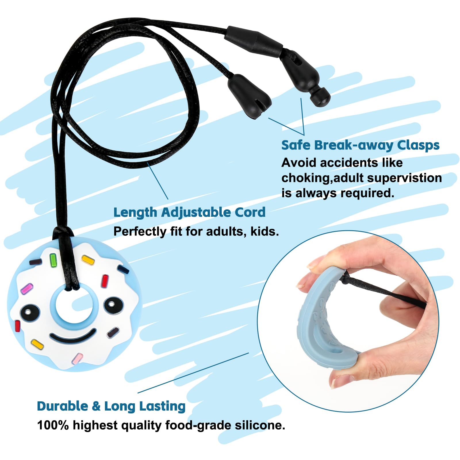 CLDY Collier A Macher Enfant Tdah, Collier Anti Stress Enfant, Lot De 5 Colliers Sensoriels à CLDY Collier A Macher Enfant Tdah, Collier Anti Stress Enfant, Lot De 5 Colliers Sensoriels à