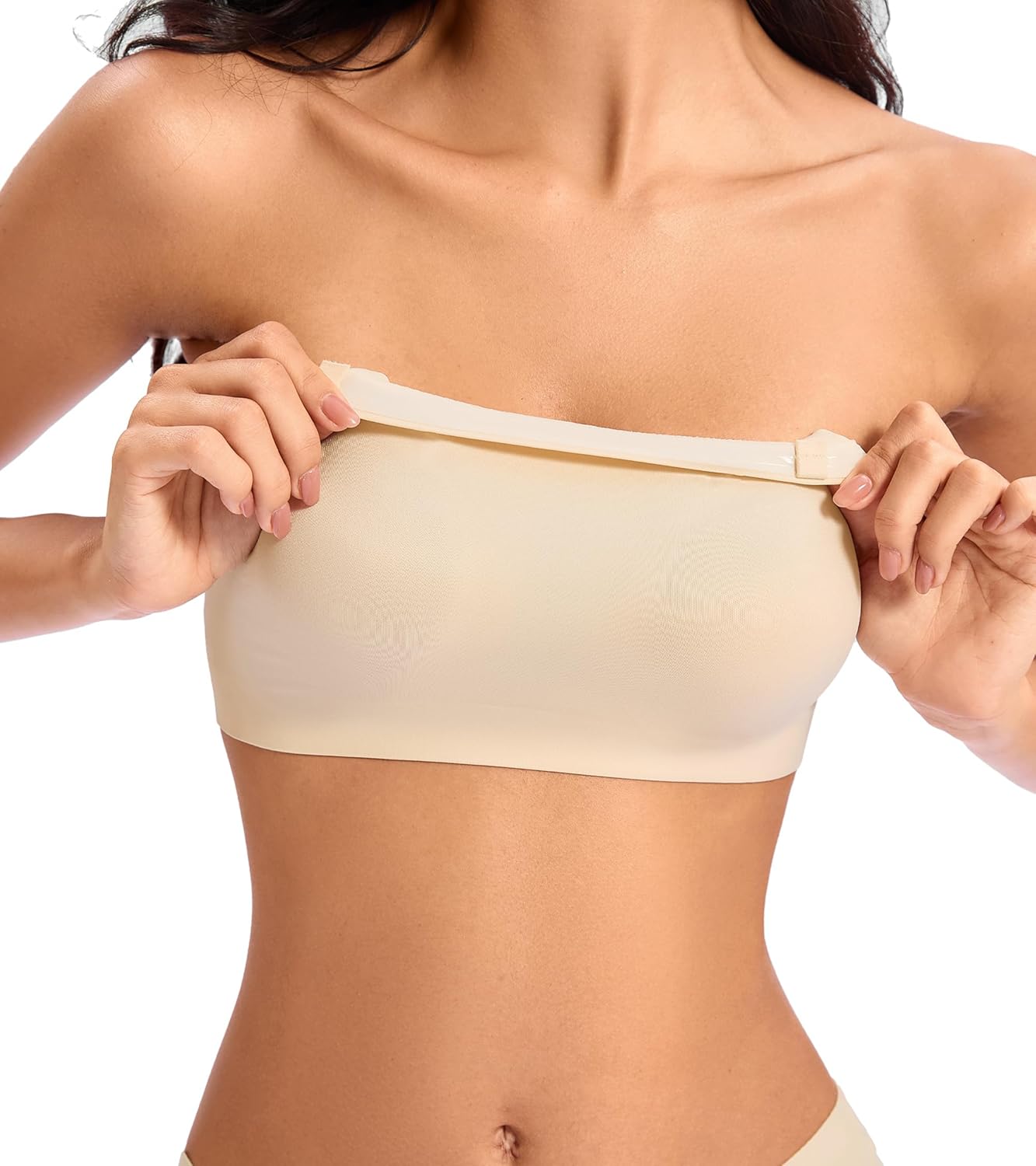 Strapless Bra for Women Wireless Non-Slip Silicone Bandeau Seamless Bras Comfort Stretchy Tube Top Bralette