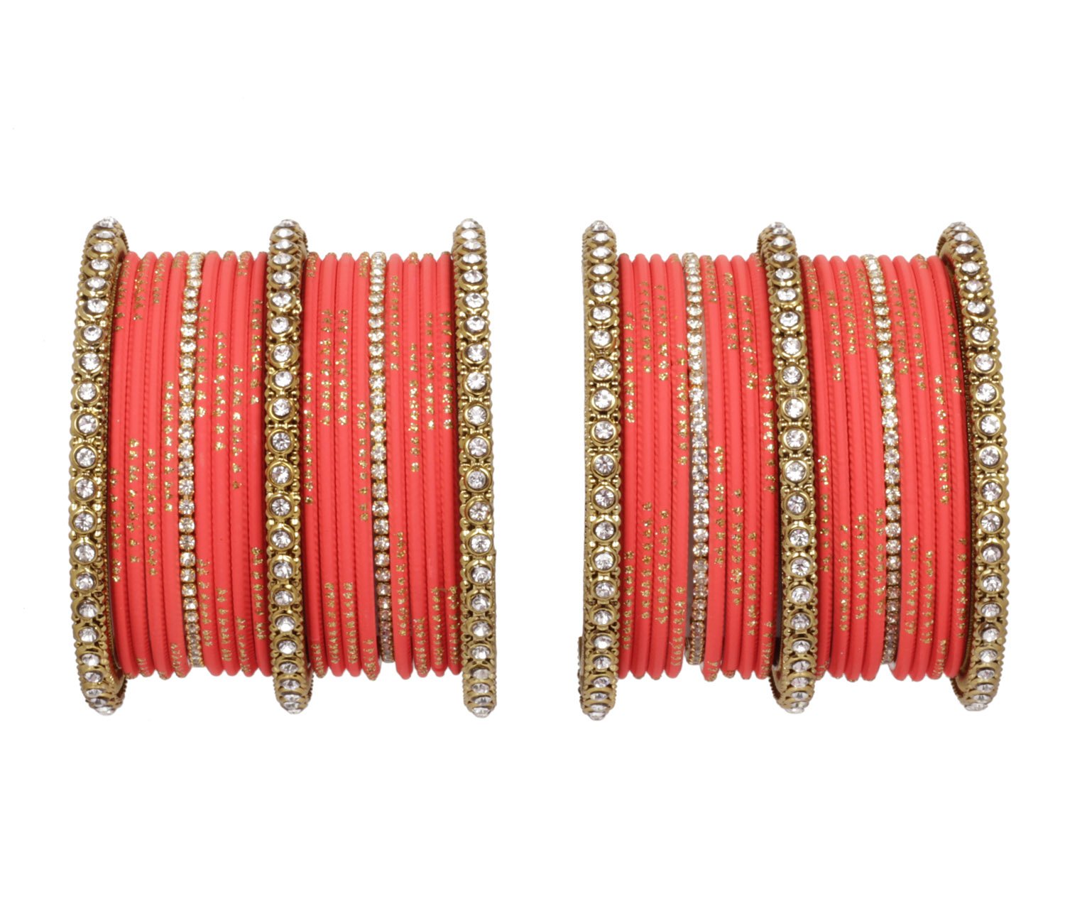 Sanara Traditional Gold Plated Antique Kada Made 40 pcs Bangles Set Jewelry for Women & Girls Bangle Set (Carrot Pink, 2.4 (2.25 inch)) (B078SBB5XQ) Amazon Price History, Amazon Price Tracker