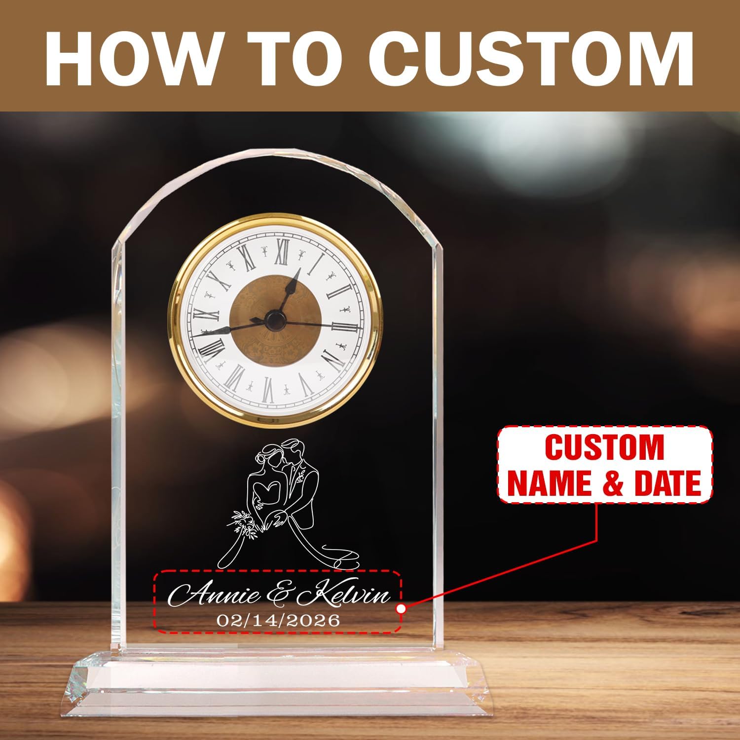 Personalized Clock Wedding Gift – Custom Wedding with Engraved Names & Date, for Couples 2026, Unique Keepsake for Couples