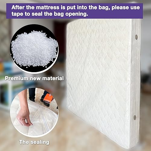 Miniatura 5 de Bolsa de colchón para almacenamiento en movimiento, funda de colchón resistente de 5 mil, súper gruesa y resistente a desgarros (Queen)