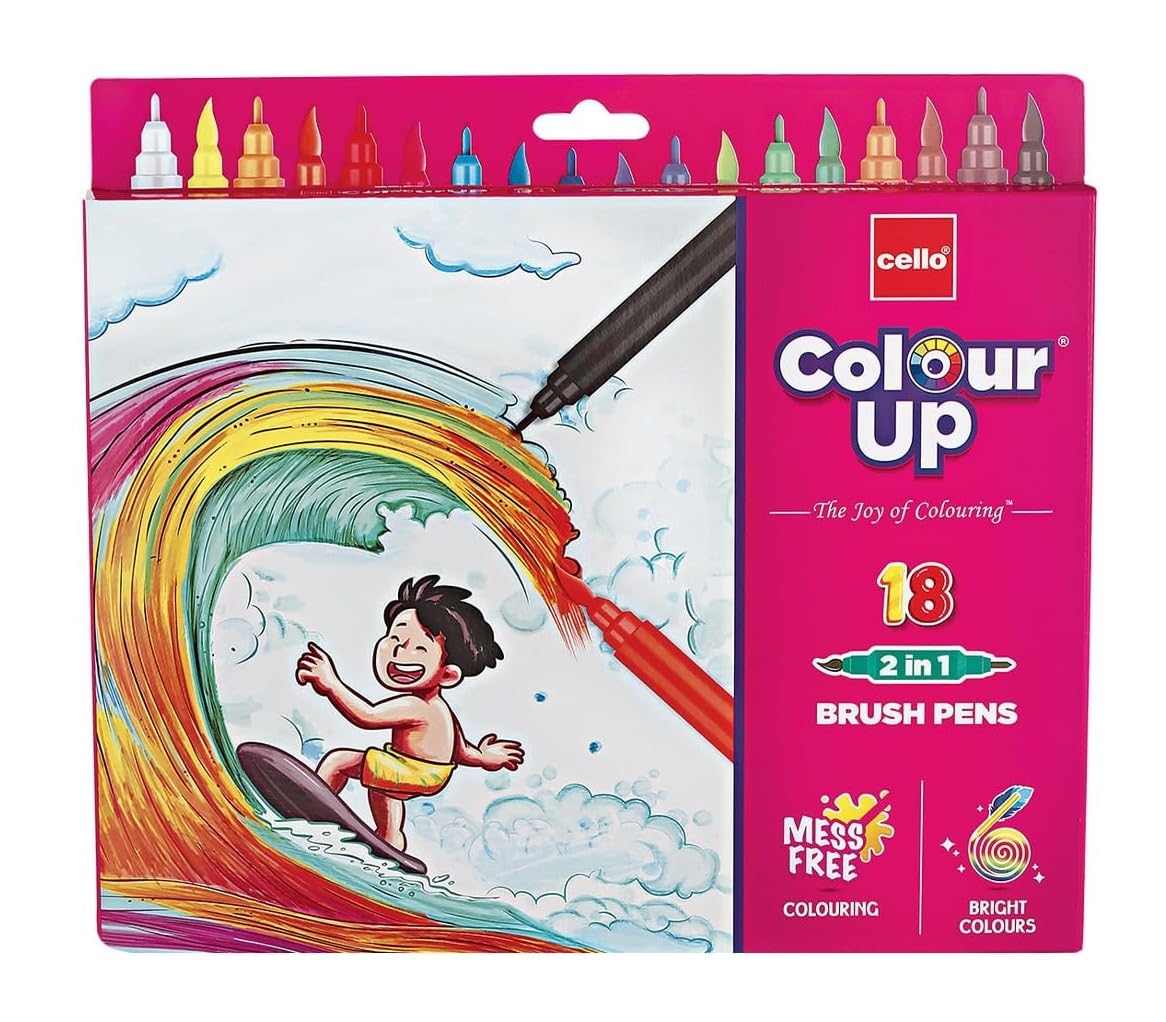 Cello BrushTip Pens Multicolor 18 Shades Set (Pack of 1) (B0CVB888QR) Amazon Price History, Amazon Price Tracker
