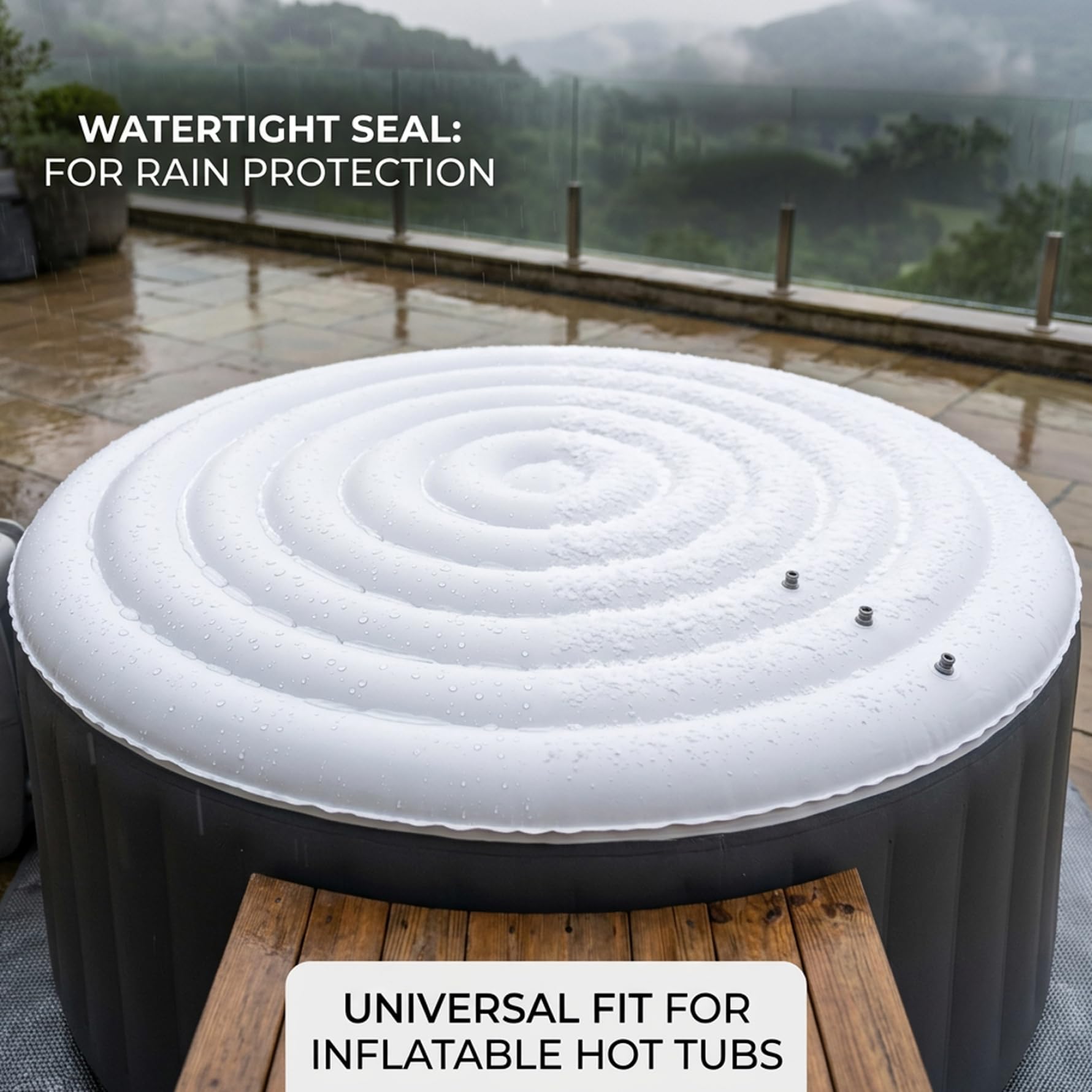 Copertura gonfiabile per vasca idromassaggio, copertura spa isolata termicamente e a prova di perdite per vasca idromassaggio, coperchio di ricambio regolabile in PVC per vasche rotonde da 4-6 piedi