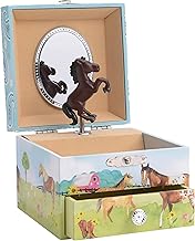 Jewelkeeper Girl's Musical Jewelry Storage Box Pullout Drawer, Horse and Barn Design, Home on the Range Tune