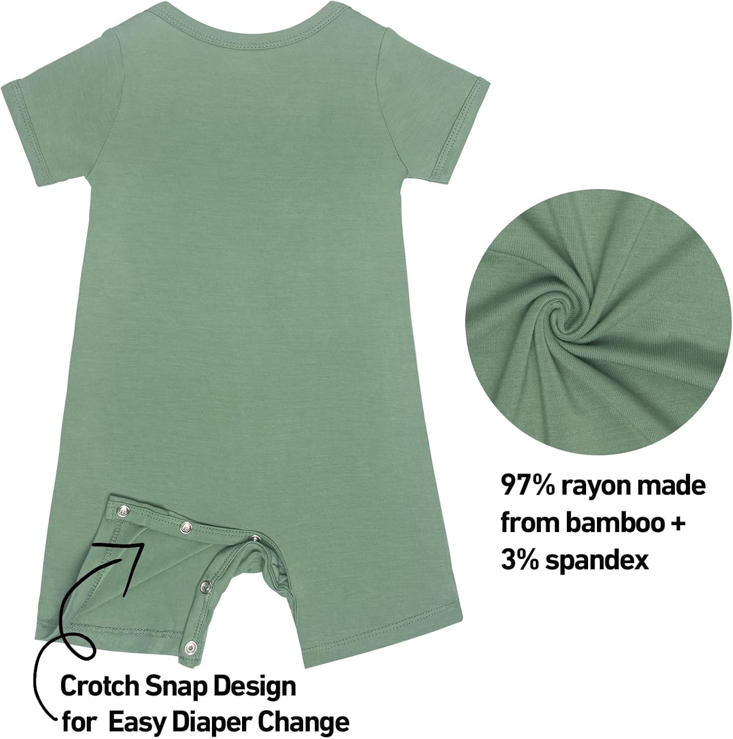 Baby Rompers Short Sleeve with Snap Closure Infant Clothes - Image 3