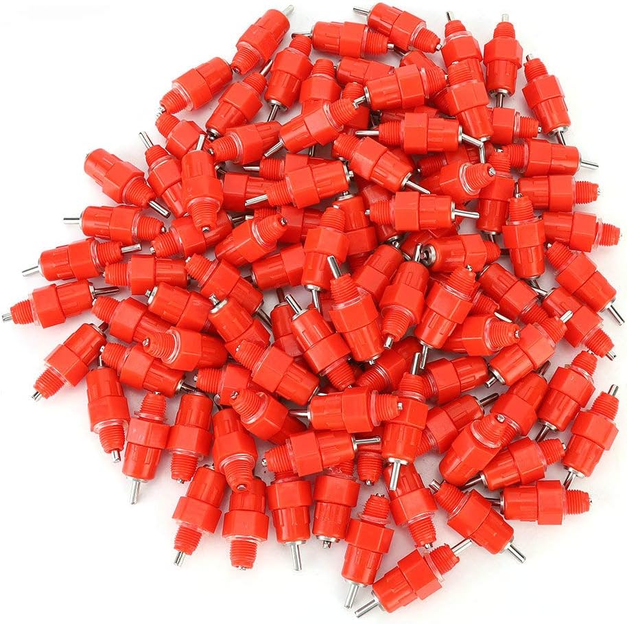 100Pcs Chicken Feeder Nipples, Poultry Nipples Automatic Chicken Water Nipple Drinker Poultry Waterer Water Dispenser Poultry Hen Duck Goose Water Fountain Drinking Feeder
