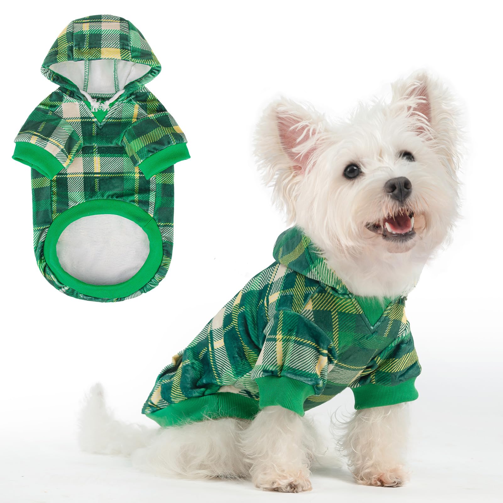 BEAUTYZOO Dog Hoodie Sweaters for Small Medium Large Size Dogs Girls Boys- Premium Quality, Ultra Soft, Superior Comfort Fit, Fleece Lined Hooded Sweatshirt- Cold Weather Pet Clothes Winter Coat,Plaid