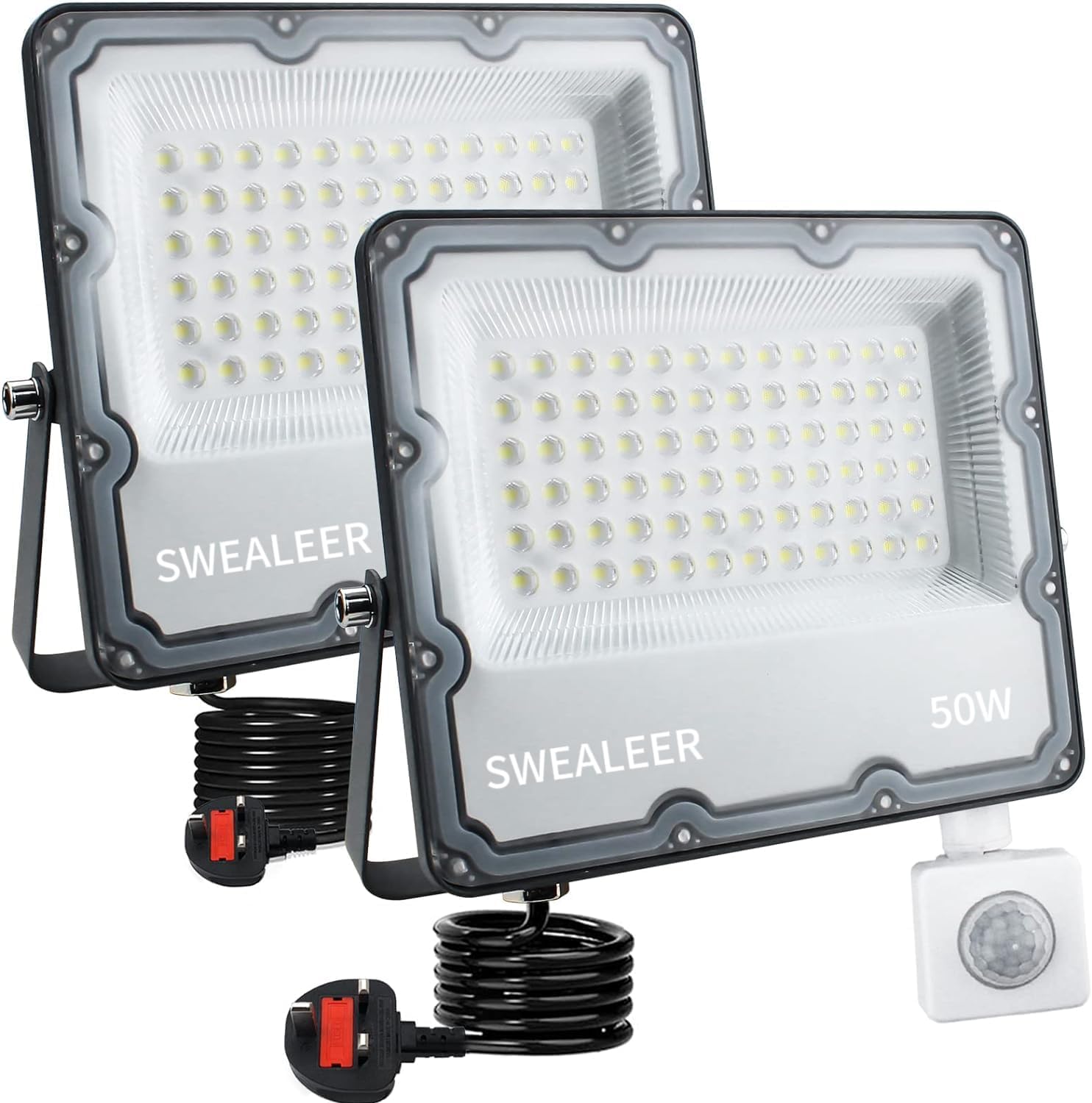 سويلر مصباح امان LED مع مستشعر حركة، اضاءة بيضاء 6500 كلفن 8000 لومن للاماكن ...