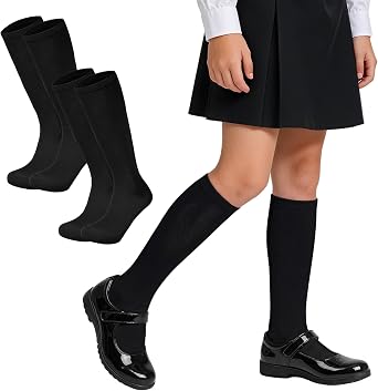 Zando 2 Pack Kids Soccer Socks Cotton Boys Girls Knee High Socks Uniform | Soft, stretchy fit stays in place for youth uniforms, softball practice, games, daily wear, Halloween, Easter & gifts.