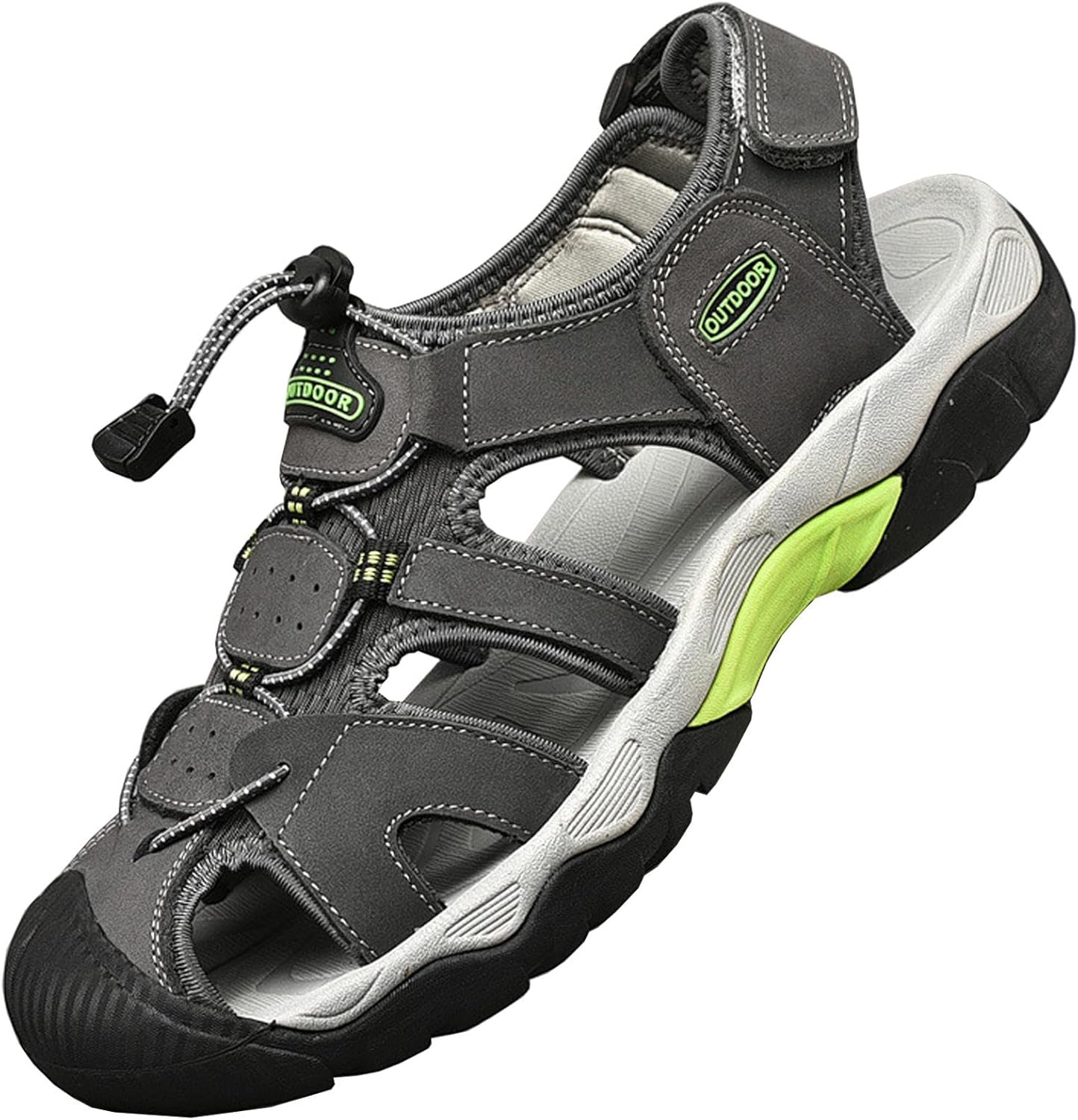 メンズ サマー スポーツ アウトドア サンダル つま先閉じ ビーチシューズ カジュアル ウォーキング ハイキング サンダル,Grey