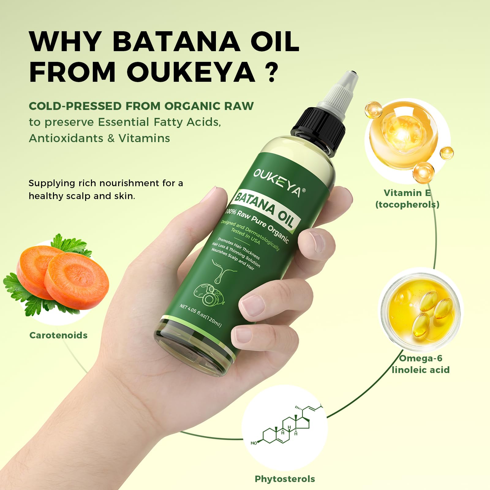 OUKEYA Raw Batana Oil for Hair Growth 100% Pure Natural Cold-Pressed Batana Oil from Honduras, Nourishes Scalp - Image 3
