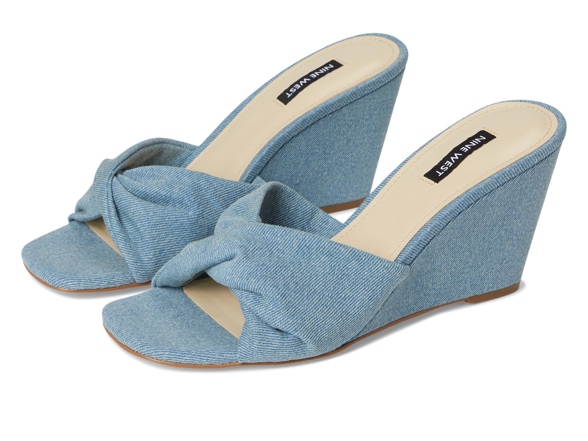 Nine West Women's Nikhil Wedge Sandal, Light Blue Denim 450, 4.5 UK