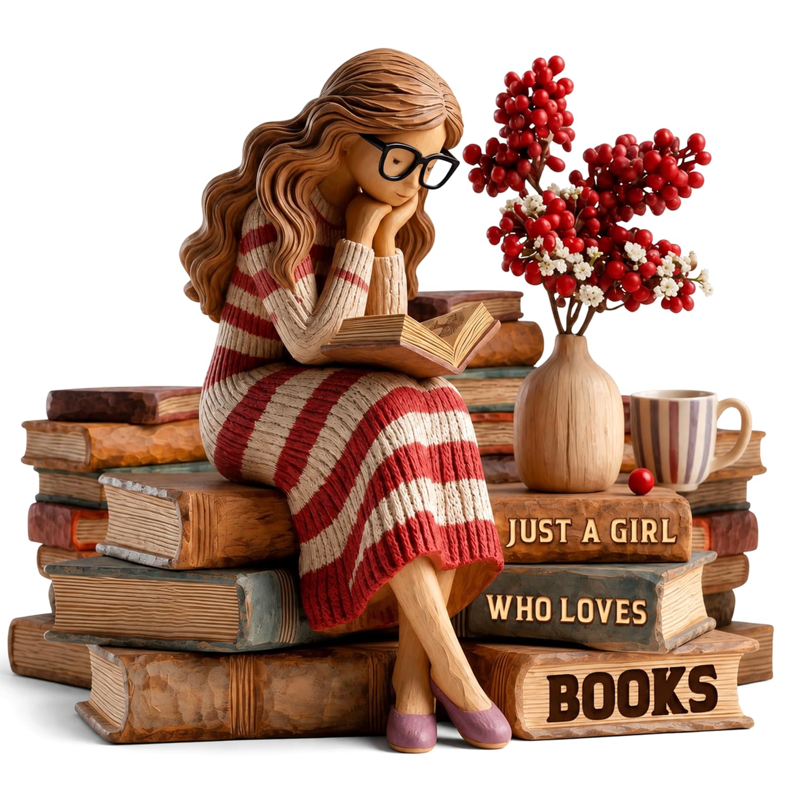 Just A Girl Who Loves Books Wooden Sign Ornament, Book Lover Plaque Gift