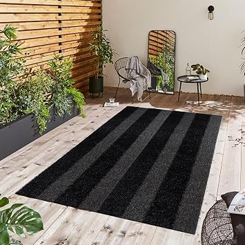 Goasis Lawn Artificial Grass Customized Sizes 3 x 10 Feet, Fake Grass Black-Gray Zebra Stripe Outdoor Rug Mat, 0.8" Pile Height Astroturf Carpet for Landscape, Balcony, Roof, Garden, Park
