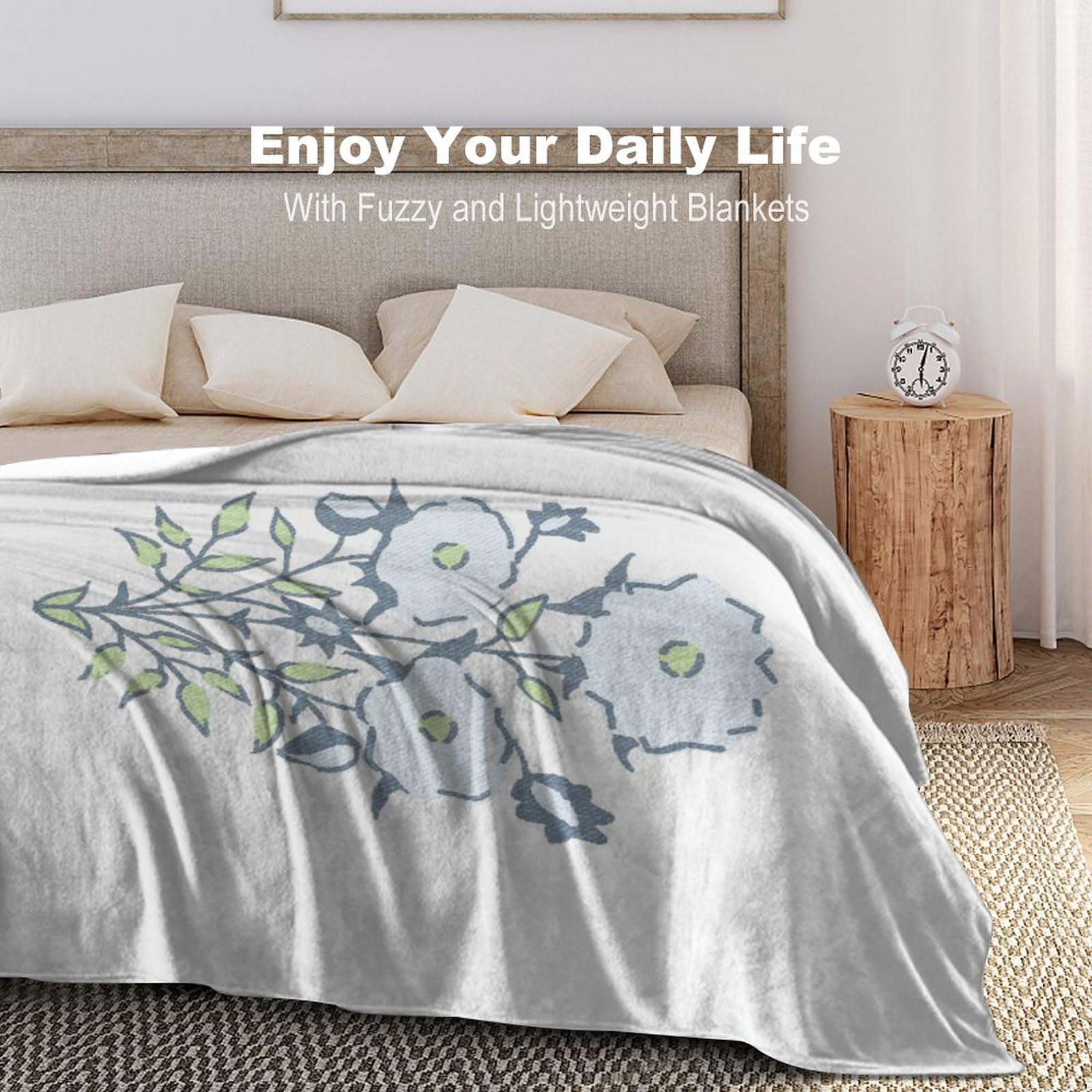 Neasow Coperta con motivo floreale ad acquerello pastello, sfocata