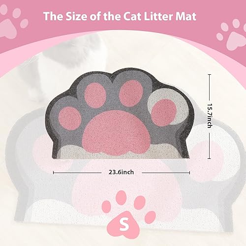 Miniatura 4 de QWINEE Tapete de arena para gatos, tapete para atrapar la arena con estampado de patas, tapetes para puerta de gatito, accesorios de alimentación
