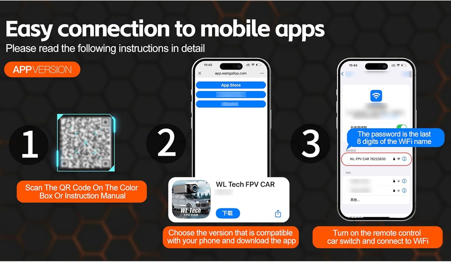 WLtoys Mini RC Car, 1:64 Scale FPV RC Drift Car with 720P HD Camera, WiFi App Control with Gyro First Person Perspective Mini Racing Toys for Teens and Adults(Orange)