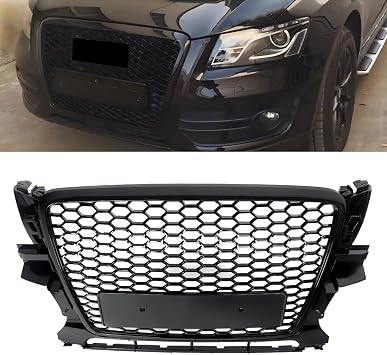 Gloss Black Front Grille For Audi Q5 2009-2012 Bumper Grill | Honeycomb car grill,Replace for 8R0853651B,High quality ABS plastic,Scratch-resistant,Includes install fasteners,Precise fit