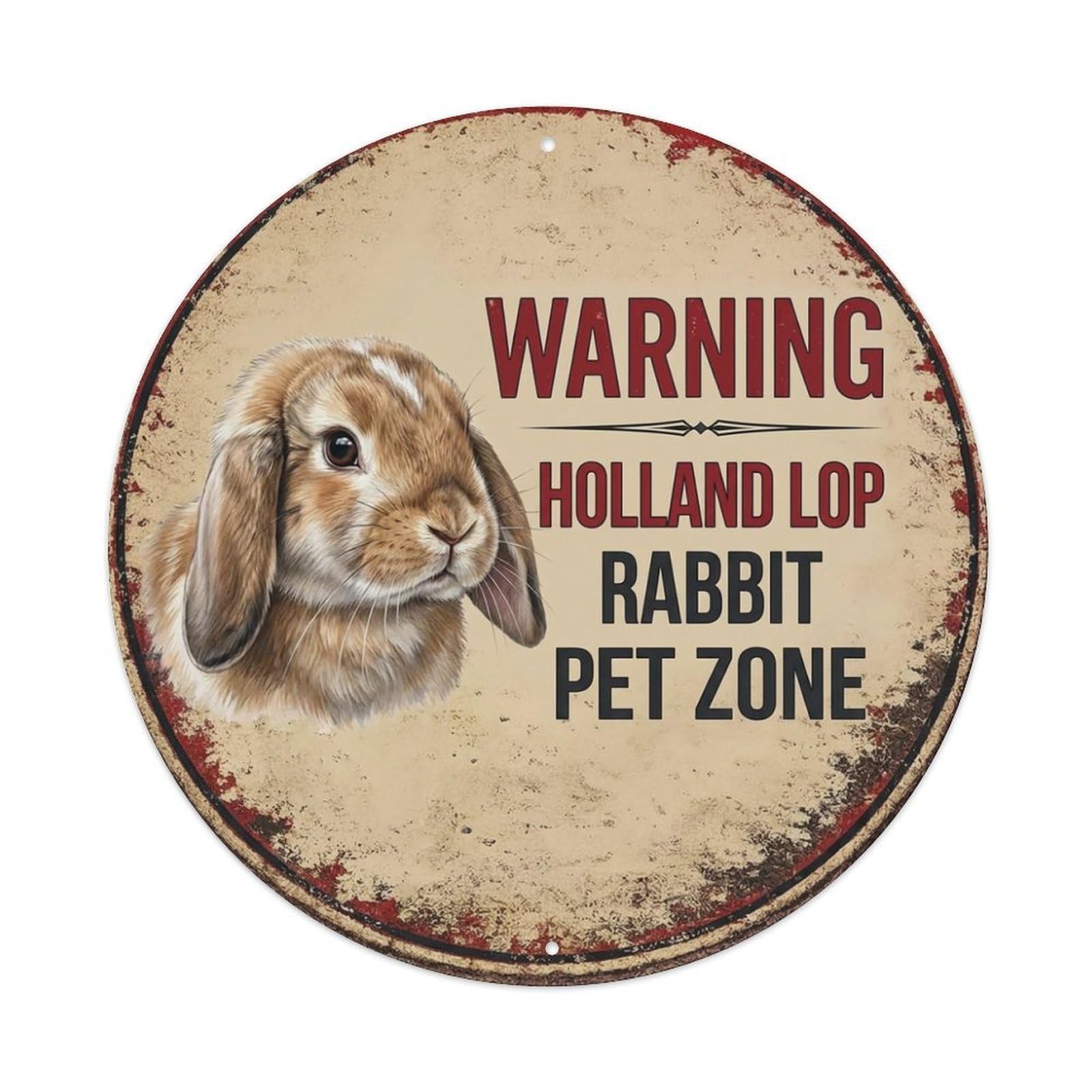 Tgrcjimh Style Metal Tin Sign Vintage Warning Holland Lop Rabbit