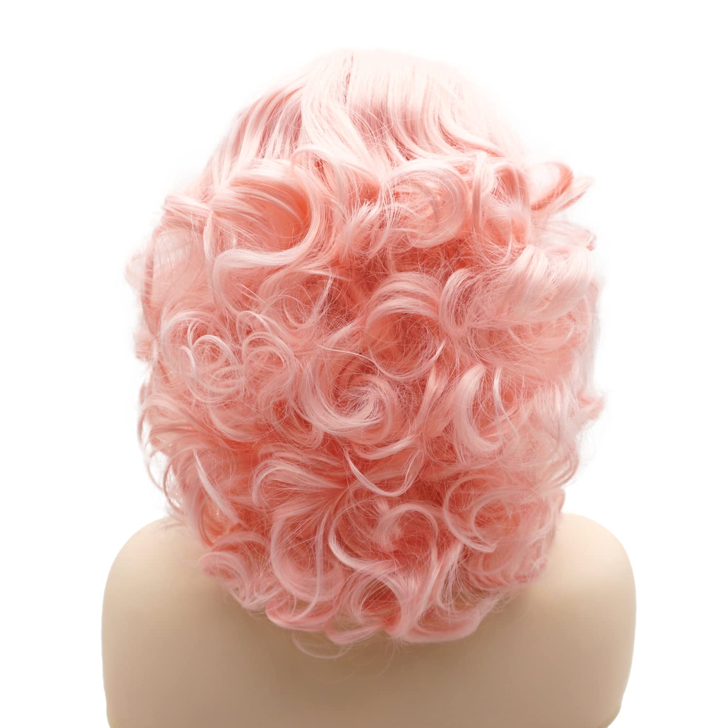 Hair Synthetic Lace Front Wig Wavy Short 10inch Pink Heavy Density Realistic Wig