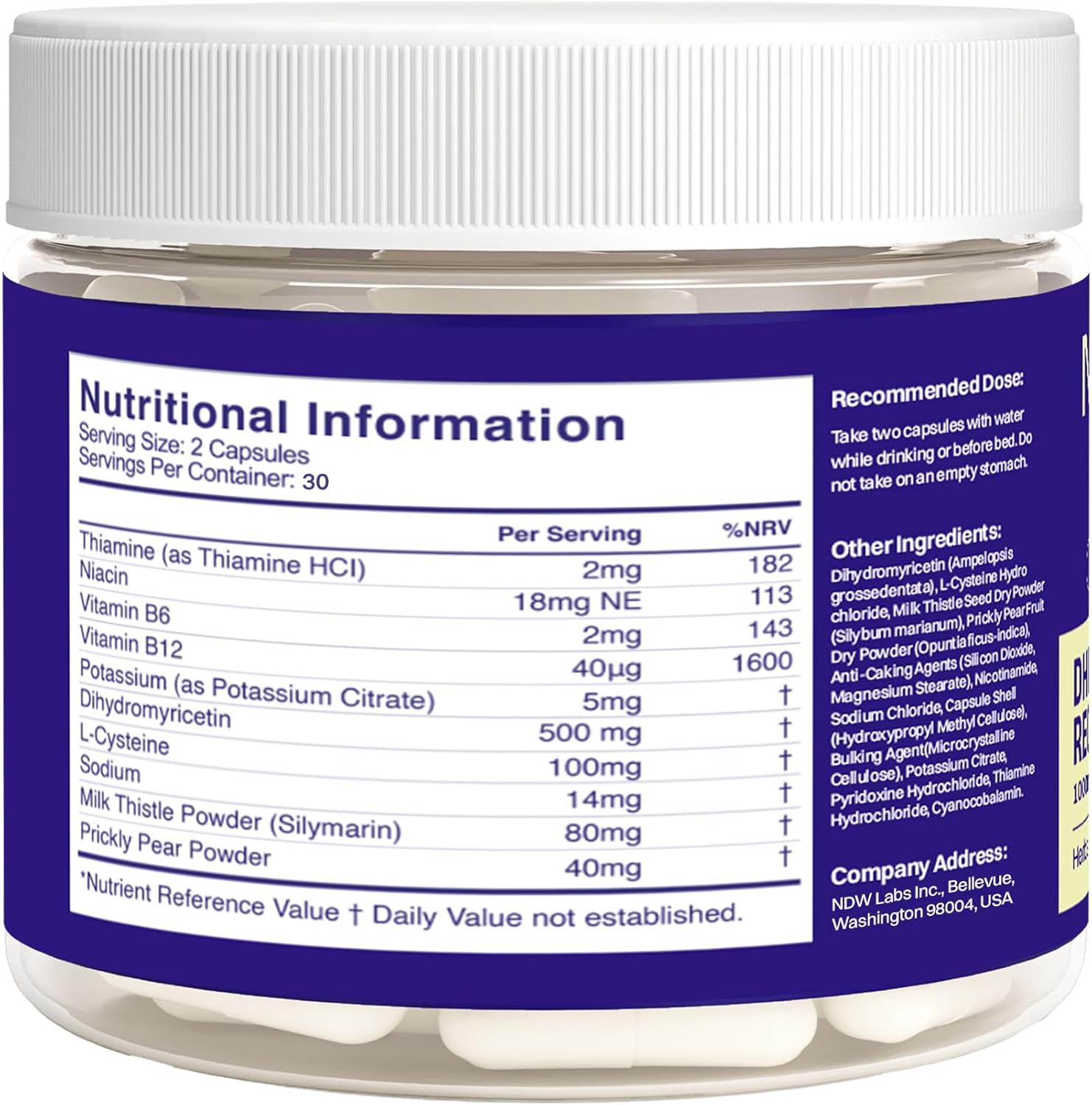No Days Wasted DHM Detox, 60 Capsules (30 Servings) - Jar - Take During Evening for Better Next Day and Recovery