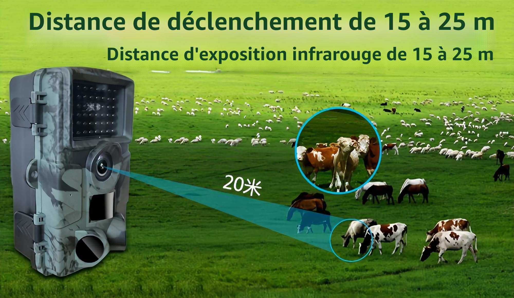 Chasse Caméra 4K/1680P 60MP Full HD avec Carte SD 32GB | Infrarouge Vision Nocturne Animaux | Piège Photographique Étanche Suiveuse Exterieur Traque IR - Caméra de Chasse