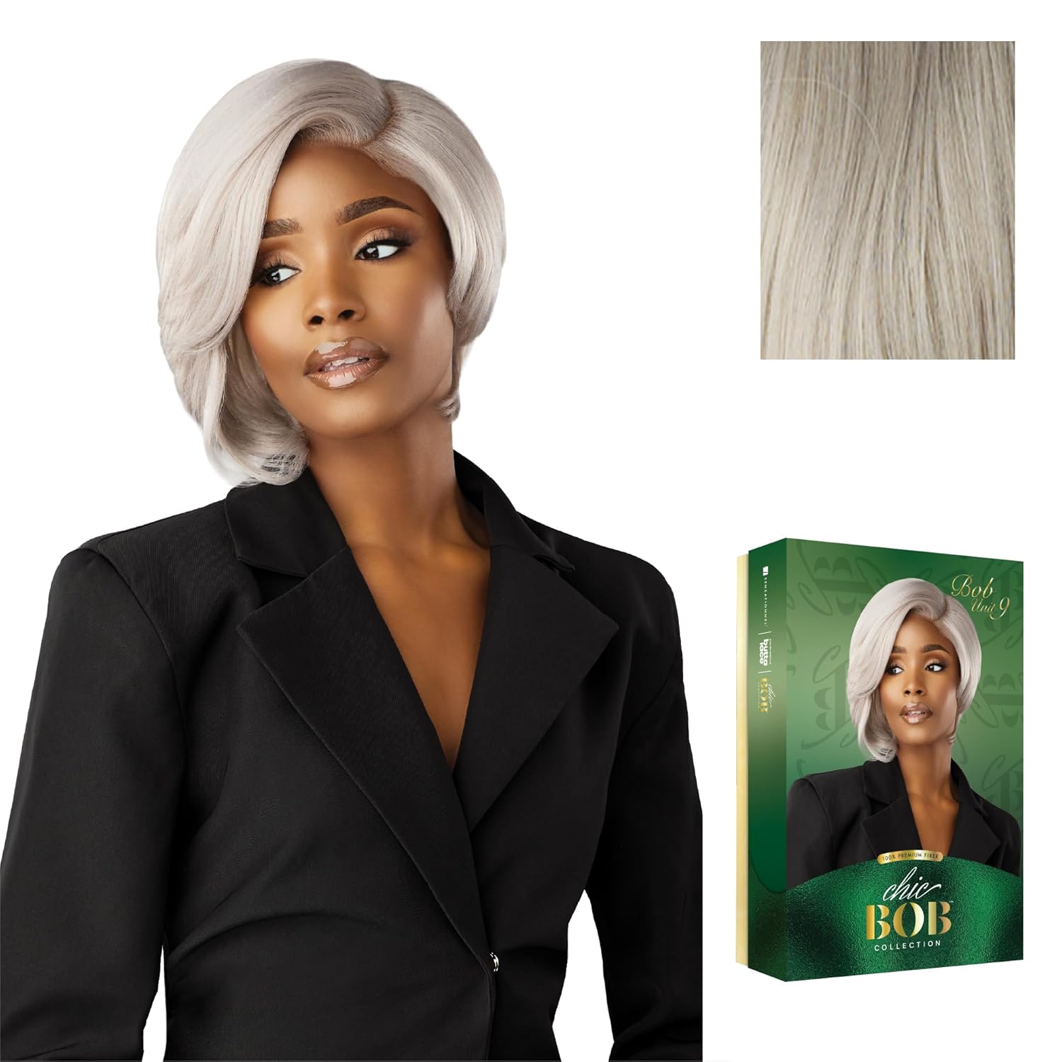 Sensationnel Chicbob Lace Frontwig - Bob Unit 9 Face Framing Glueless Wig Wide 5 Inch Deep Part Synthetic Preplucked Hairline (DUSTYBLONDE)