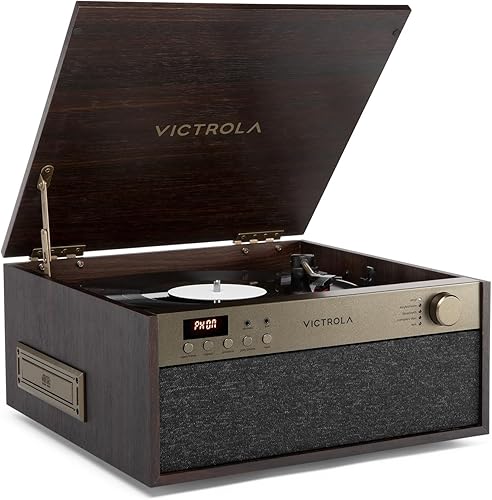 Miniatura 10 de Victrola Century 6-en-1 Reproductor de discos de vinilo y centro de música – Tocadiscos de 3 velocidades, reproductor de CD y cassette, VINYLSTREAM,