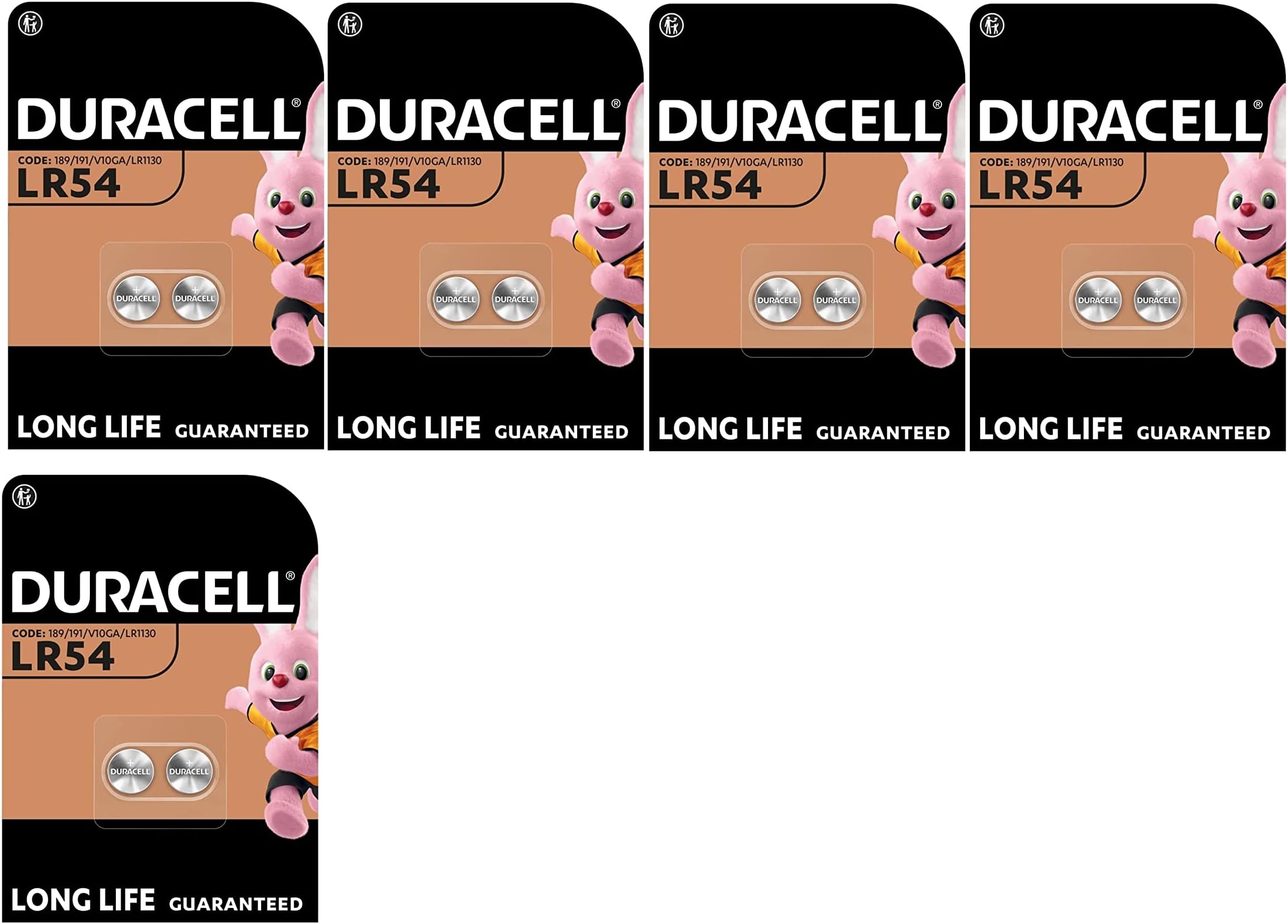 10x Duracell LR54 LR1130 V10GA 189 191 (5 blister packs of 2 batteries