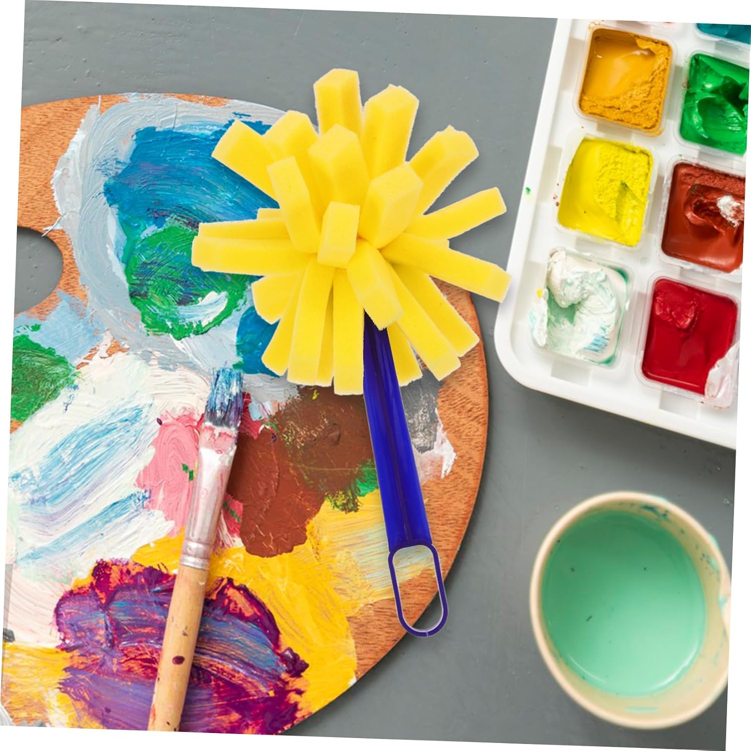 10pcs Textured Paint Sponge Brushes with Plastic Handles, Small Foam Paintbrushes for Craft Drawing and DIY Art Projects