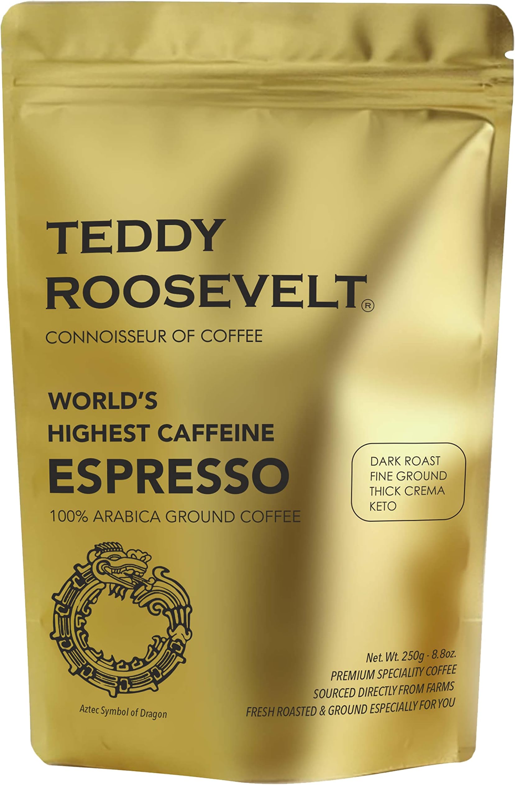 Teddy Roosevelt High Caffeine Espresso Coffee Powder Packet,250 Gram