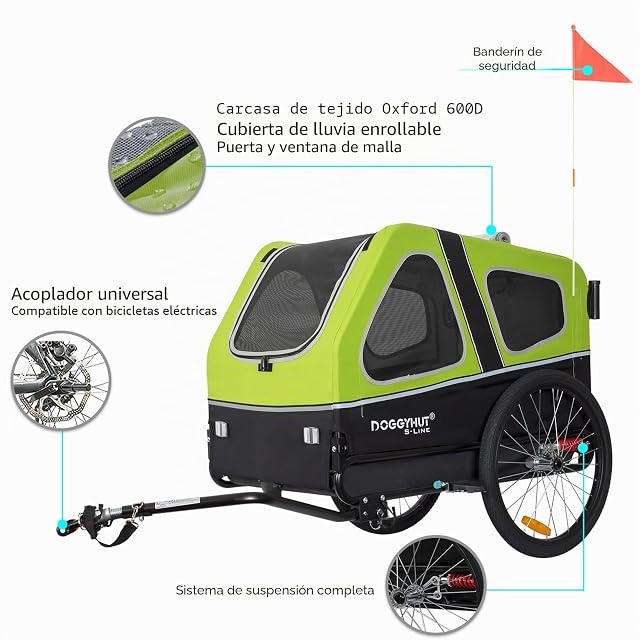 Foto 2 de 8 de Doggyhut S-Line XL Remolque de bicicleta para perros y cochecito con suspensión 2 en 1 Remolque de bicicleta…