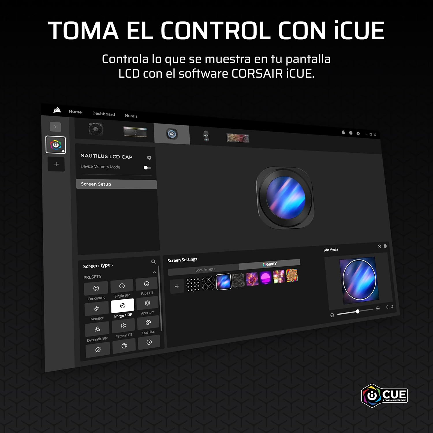 Corsair Nautilus 360 RS LCD Refrigeración líquida de CPU – Pantalla LCD IPS de 2,1″,360mm AIO, Bajo Ruido, Daisy-Chain, Intel LGA 1851/1700, AMD AM5/AM4 – Incluye 3 Ventiladores RS120 – Negro 10