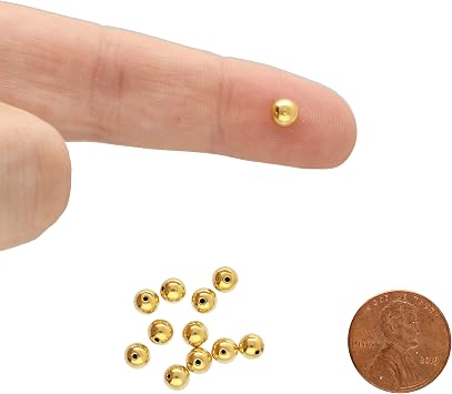 Beadsmith メモリーワイヤーエンドキャップ – ラウンド、ハーフドリルビーズ – 5mm、1袋あたり144個、金メッキ – メモリーワイヤージュエリー、ブレスレット、リング、ネックレスを作るためのエンドキャップ