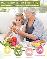 Vista 5 de Katech Crochet Kit for Beginners-Crochet Kit for Adults Kids w/Step-by-Step Video Tutorials, Learn to Crochet 50 Pattern Granny Square Kit Crochets
