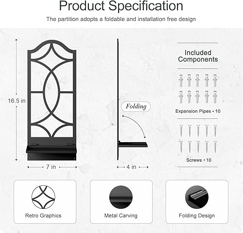 Miniatura 2 de Juego de 2 candelabros de pared, decoración artística de pared de metal negro, portavelas de pared de línea moderna para sala de estar, comedor,