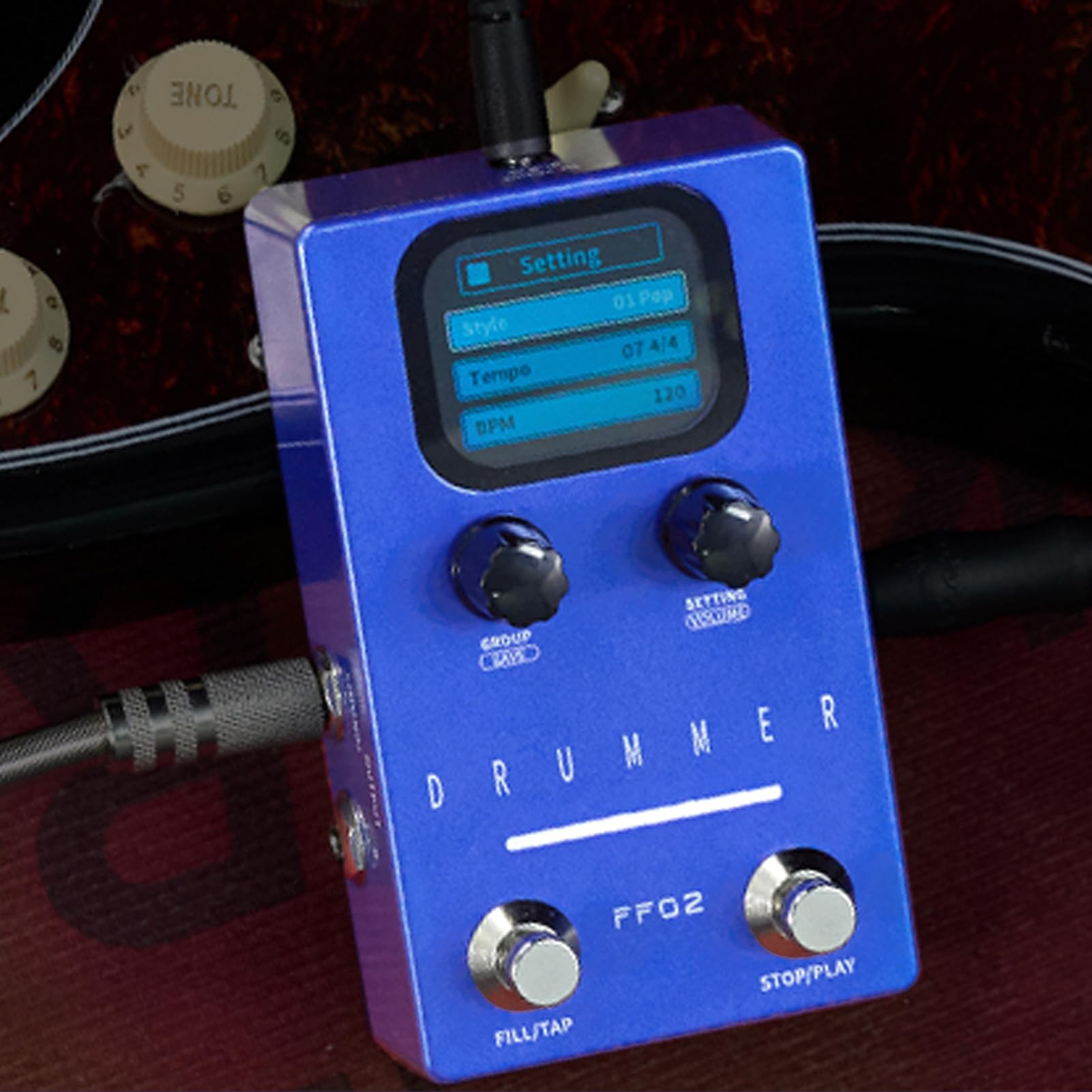 Btuty FLAMMA Drum Machine Guitar Effect Pedal 121 Drum Grooves 11 Styles Rhythm Pedal 66 Customizable Slots Rhythmic Guitar Effects Pedal for Live Studio Performance (EU -Stecker)