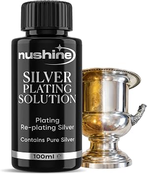 Nushine Silver Plating Solution 150ml for Jewellery Repair, Pure Silver | Contains pure silver, Permanent plating, Easy to use, Anti-tarnish agent, Water-based, Works on brass, copper, bronze