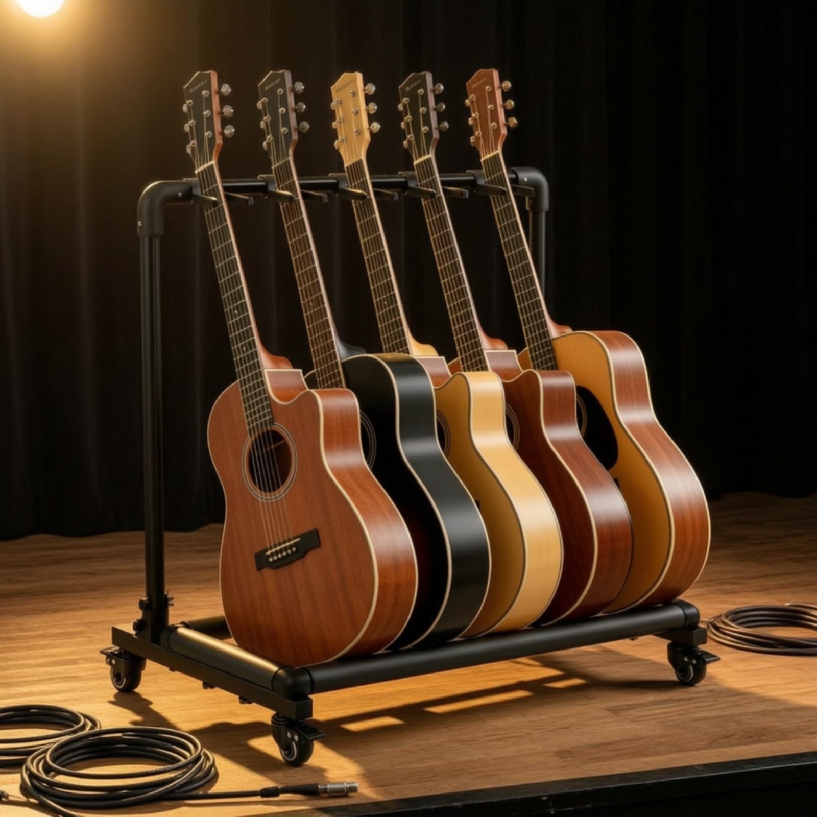 Gitarrenständer mit Rollen klappbar Gitarrenständer mit Haken stabil Mehrfachständer für Musiker