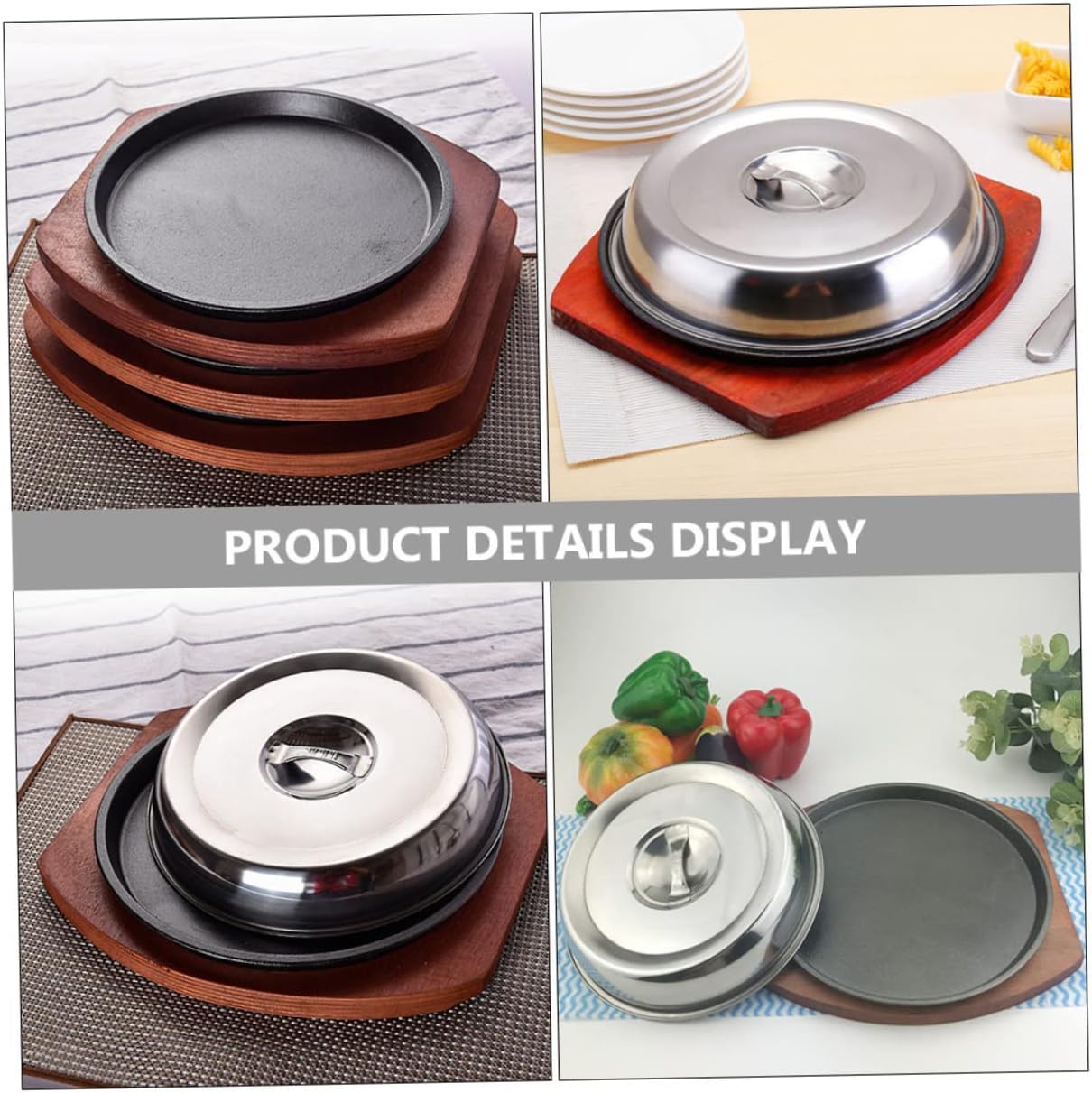 Mikinona Premium Grill Pan Set Large Grill Tray Steak Pan for Stove BBQ Dish Roasting Tray Beef Steak Plate