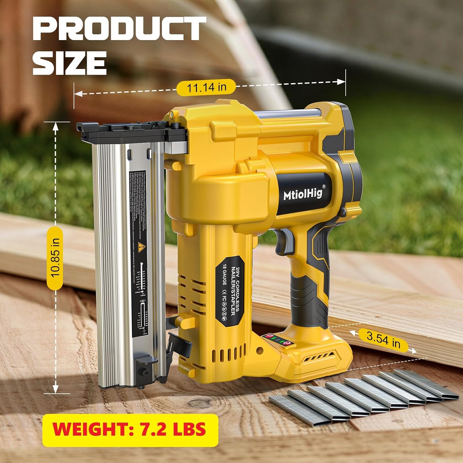 MtiolHig Cordless 2Inch Brad Nailer Compatible with Dewalt 20V Battery, 2-in-1 Staple Gun, 18 Gauge Nail Gun Battery Powered with 1000 Nails for Wood Carpentry, 7.2LB (No Battery) 2026 New Version