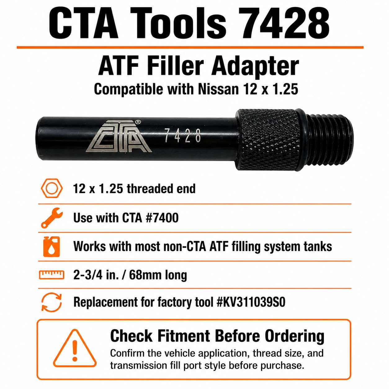 Amazon.co.jp: CTA Tools 7428 ATFフィラーアダプター、日産12 x 1.25