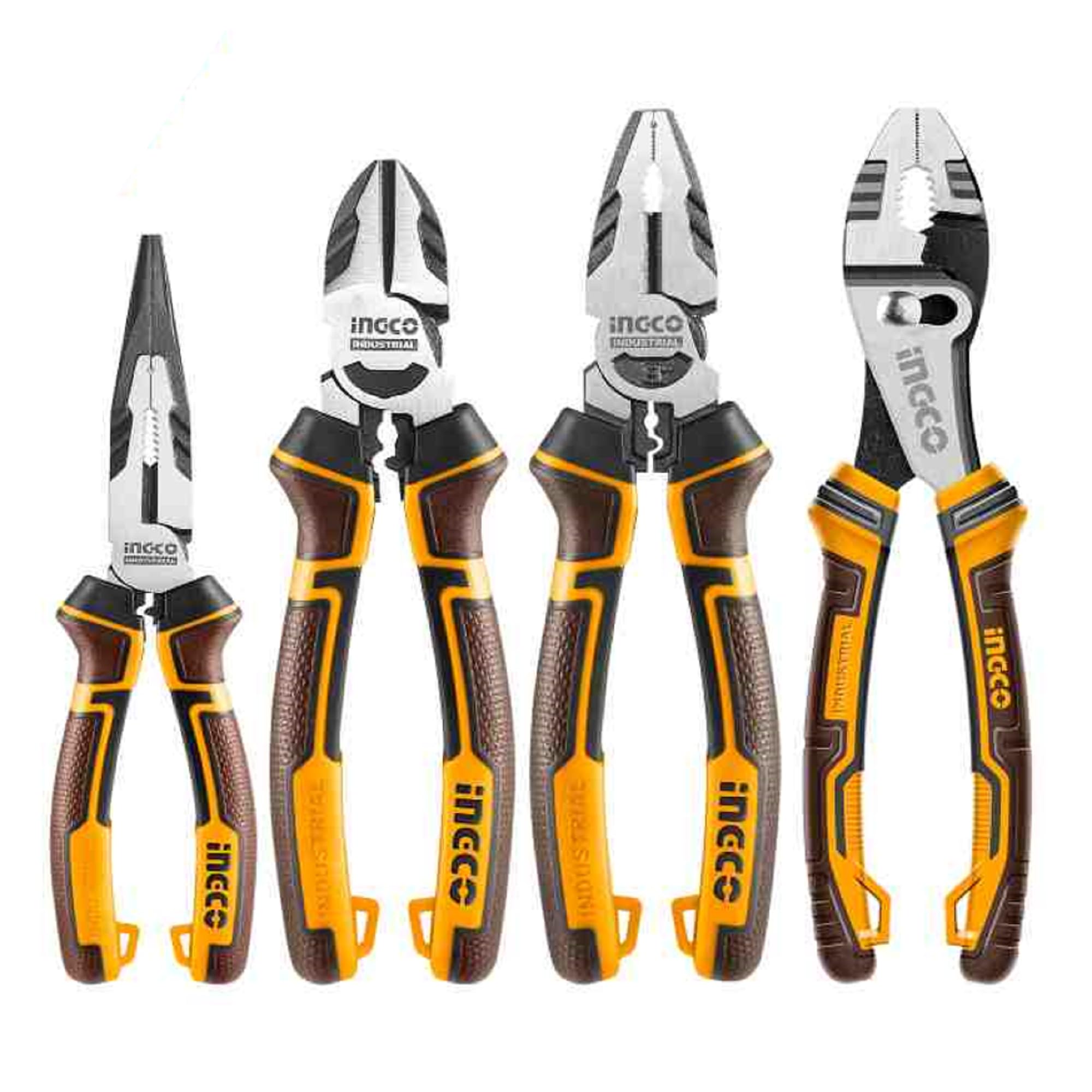 INGCO 4Pcs High Leverage Pliers Set, 1Pcs 8" combination plier, 1Pcs 7" diagonal cutting plier, 1Pcs 6" long nose plier, 1Pcs 8" slip joint pliers, Energy Saving-image-8