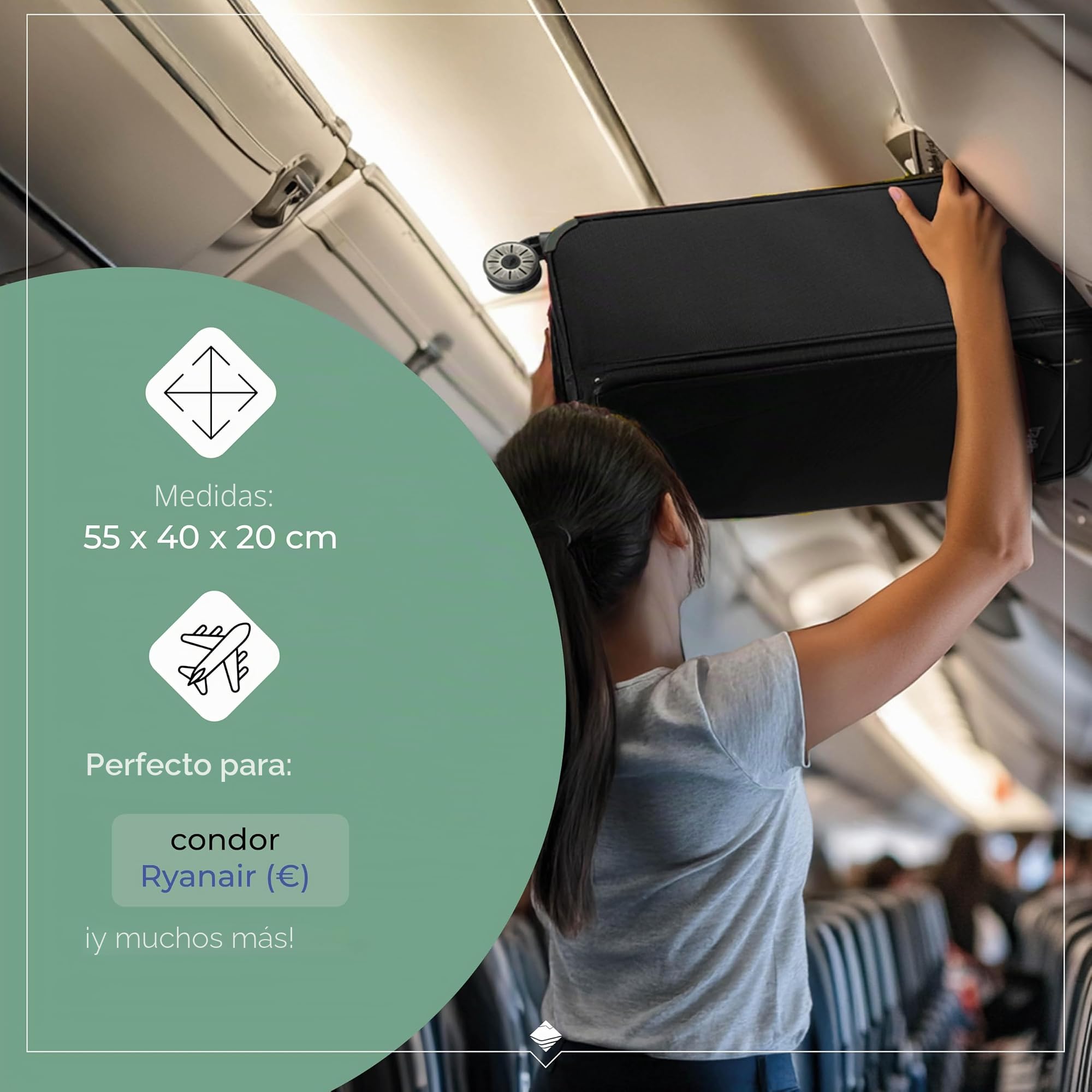 travelite Maleta de Equipaje de Mano con 2 Ruedas para Condor + Ryanair, Cerradura de combinación integrada, Trolley de Equipaje Blando superligero con función de Enganche, 55x40x20 cm, 41 l, 1,7 kg