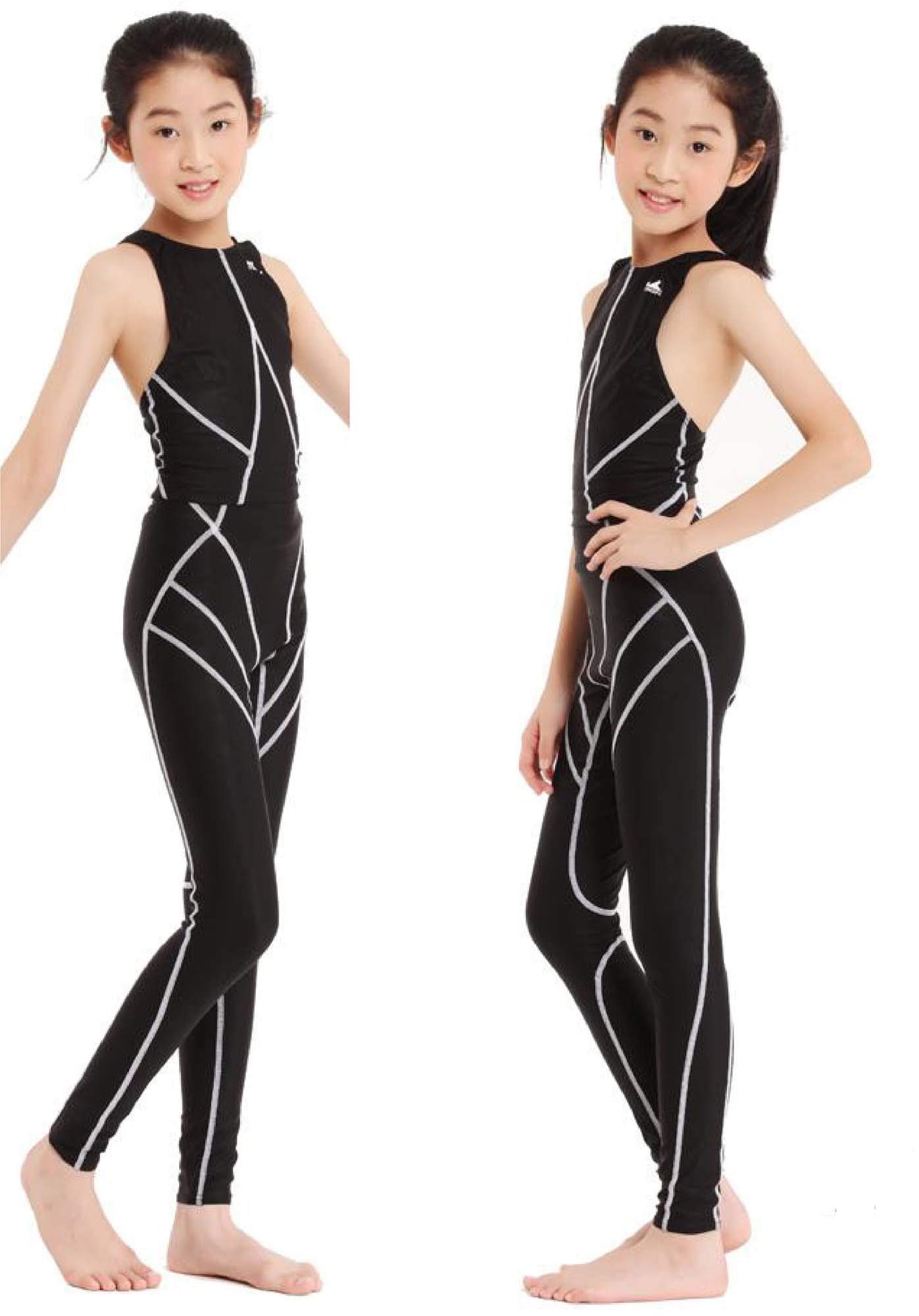 YingFaOne Piece Racing Swimsuits for Girls legskin Swimsuits for Girls, Size 30 /Girl's Size 10-12 /China Size L, 977-1 Swimsuit Black