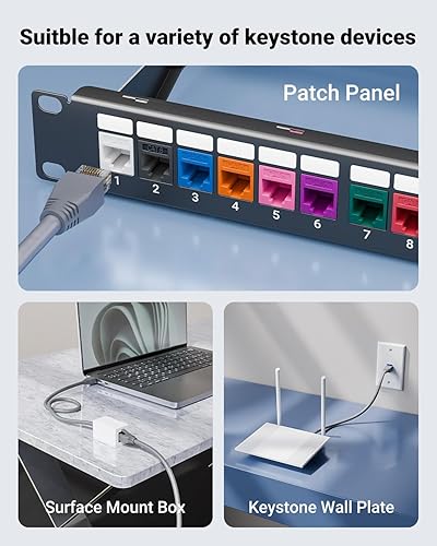 Miniatura 4 de VCE Acoplador Keystone CAT6 con certificación UL, paquete de 25 unidades, acoplador Ethernet hembra a hembra, acoplador RJ45 para CAT6CAT5eCAT5,