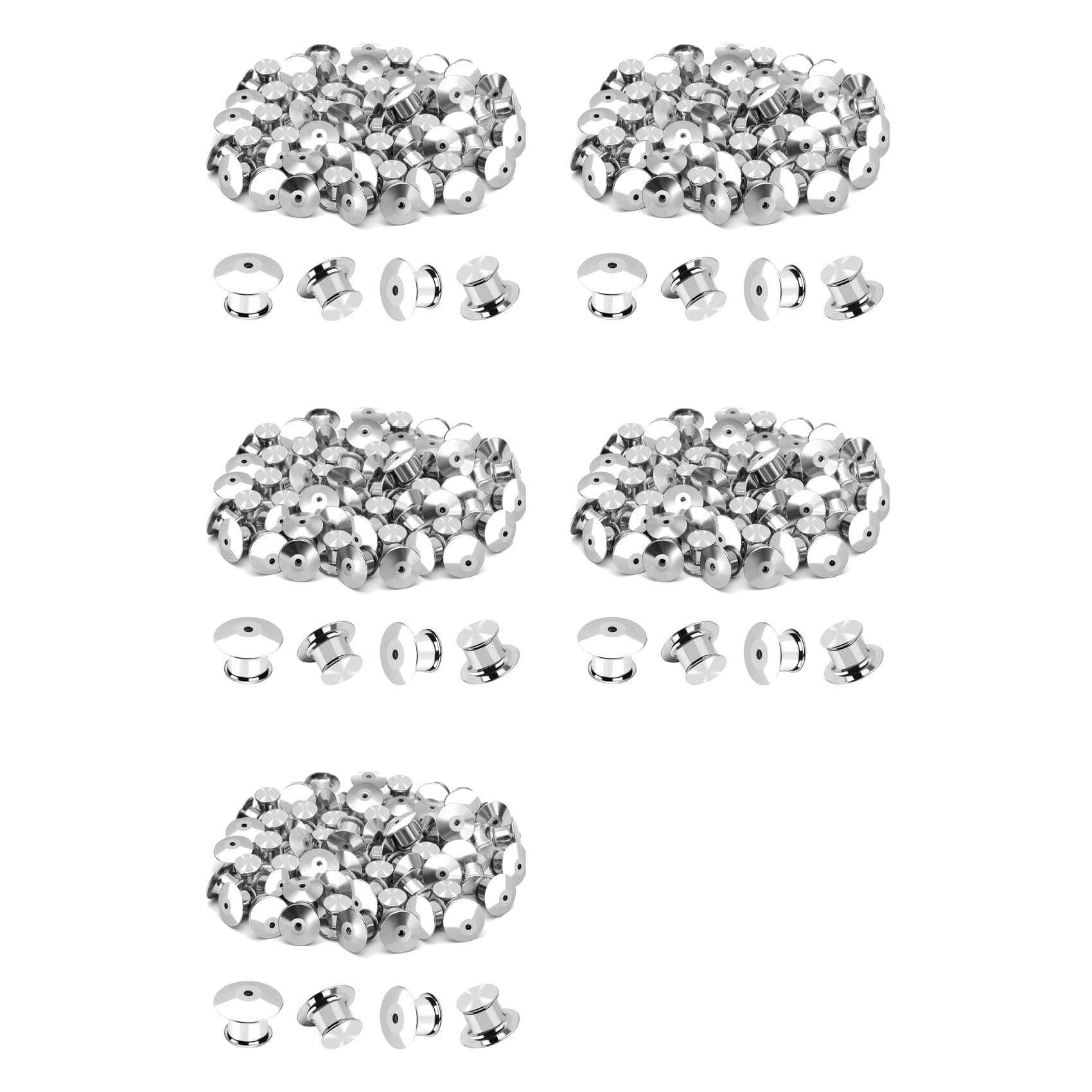 Aundhegrtt 200PCS Locking Pin Back Metal Pin Backing, Locking Pin Keeper Clasp for Brooch Enamel Lapel