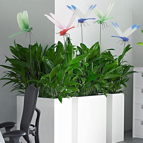 Miniatura 6 de 10 clips de libélula falsa, concepto natural y orgánico, disuasorio de moscas de ciervos y caballo, estacas de libélula con palos, libélula 3D para