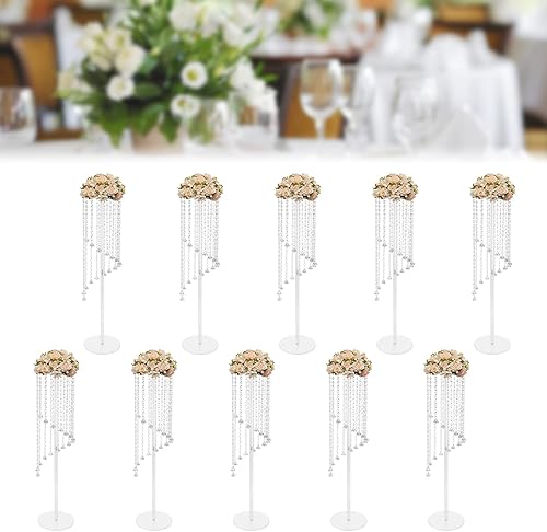 Miniatura 9 de Gdrasuya10 10 soportes acrílicos para flores, jarrones acrílicos de 31.5 pulgadas, centros de mesa de boda, jarrones de flores con cadenas de